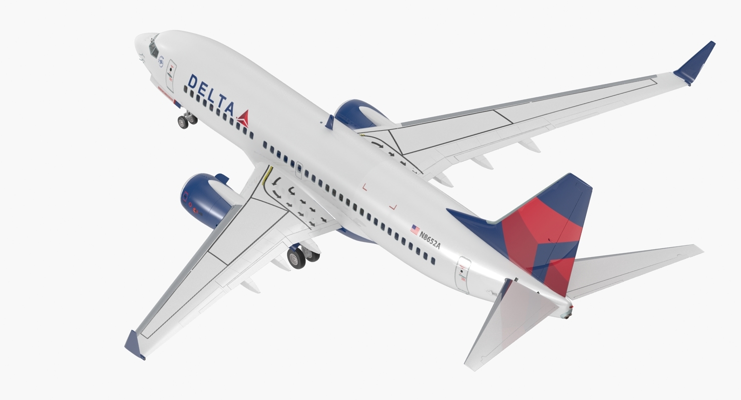 Boeing 737 700 Delta Air Lines Rigged 3d Model