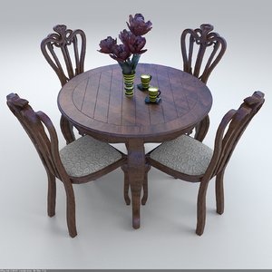 3D set chairs table