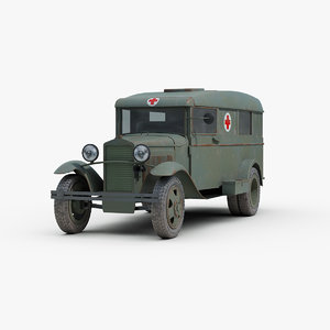 3D soviet gaz 55 military ambulance