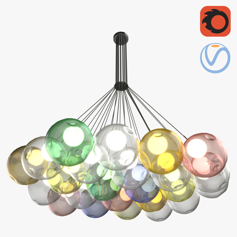 3D model 24 colored bubbles chandelier TurboSquid 1156920