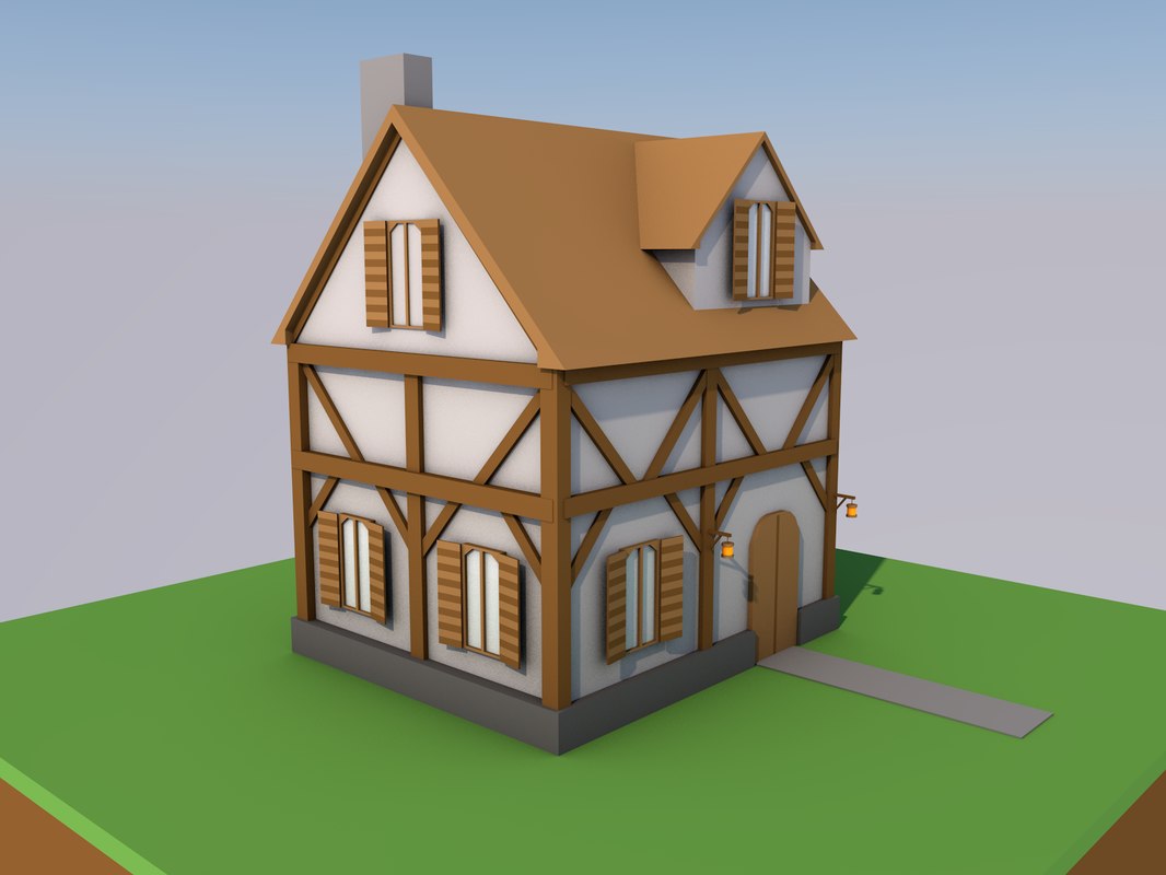 3d Low Poly Medieval House Turbosquid 1157021 - roblox house models