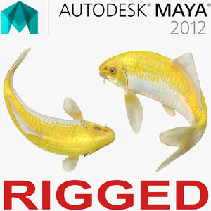 yellow koi ogon fish 3D model
