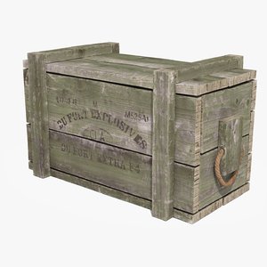 3D vintage green ammo crate