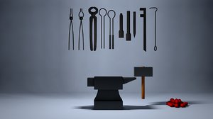 3D set blacksmith tools