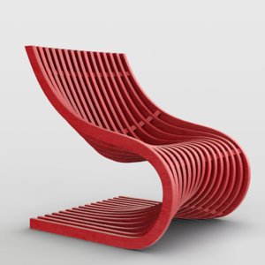 3D piegatto double section s chair model