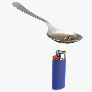3D heroin spoon boiling lighter