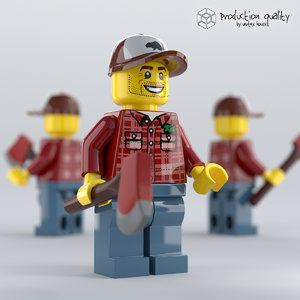 3D lego lumberjack figure