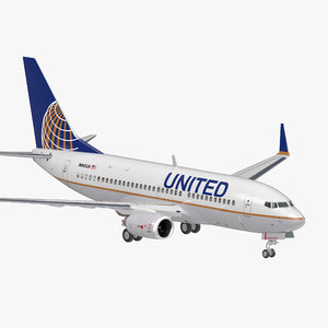 3D boeing 737-700 united airlines