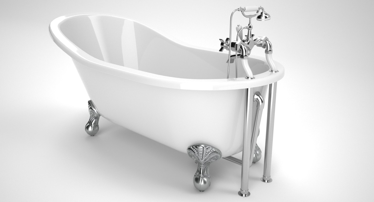3D vintage bathtub kent white model TurboSquid 1159235