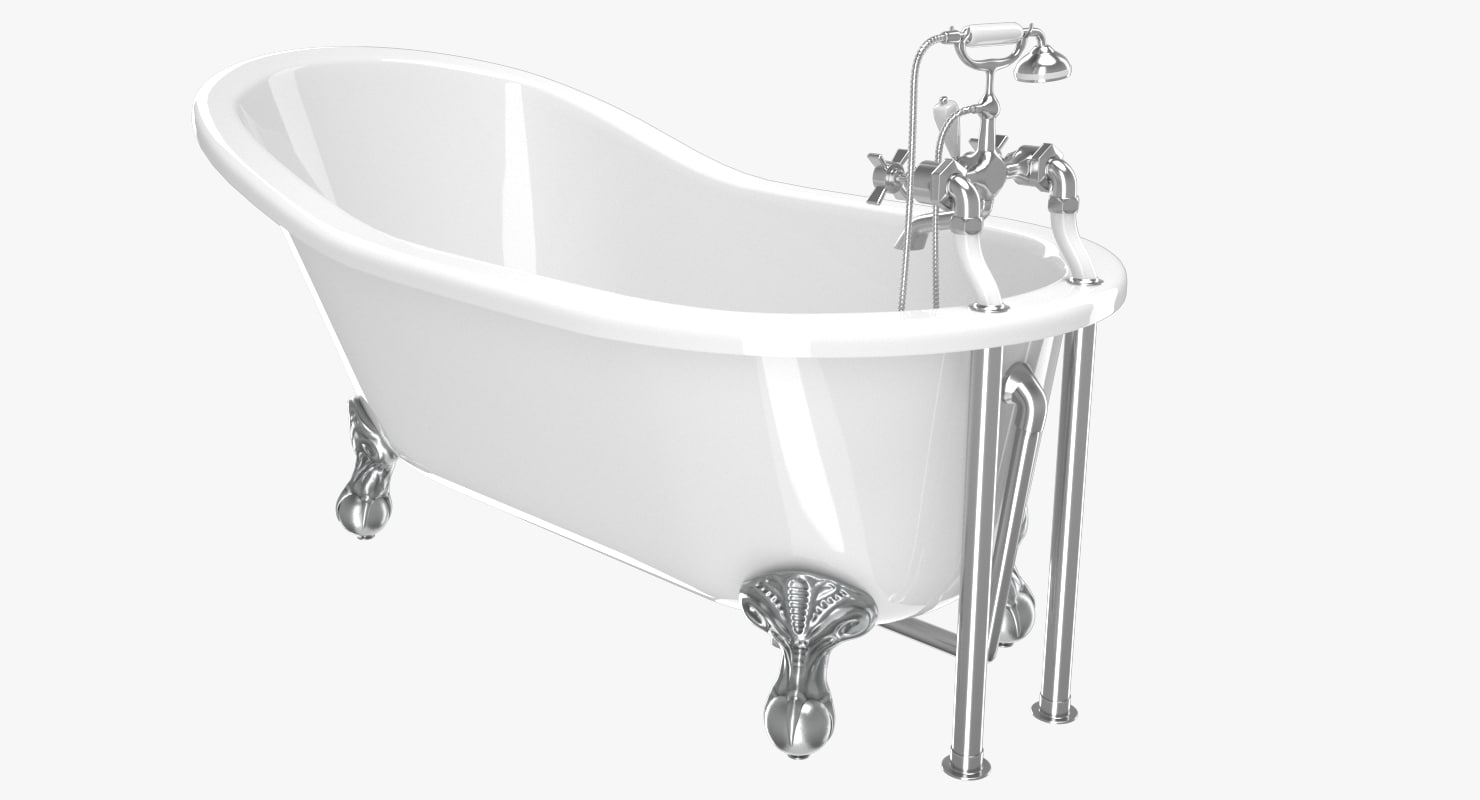 3D vintage bathtub kent white model TurboSquid 1159235