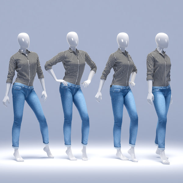 Set female jeans 3D model - TurboSquid 1159375