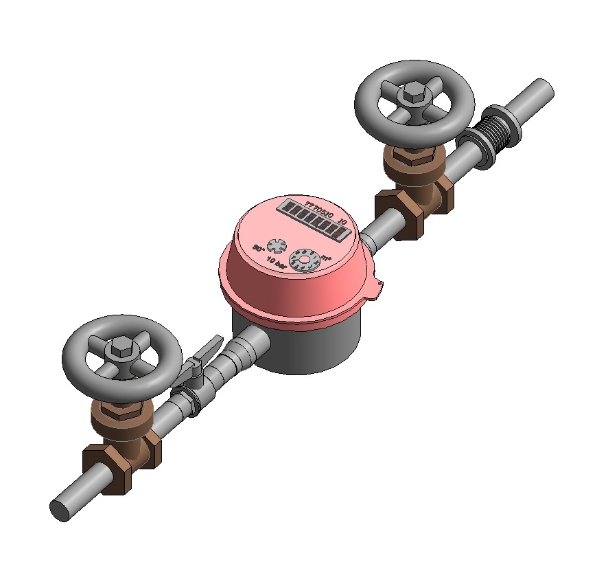 3D water meter connection revit TurboSquid 1159464