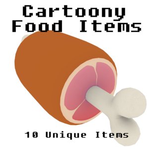 3D food items cartoony