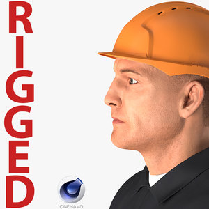 3D model worker hardhat rigged