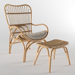 slouch chair natural 3D model