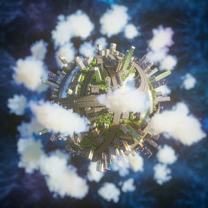 city planet renderer 3D model