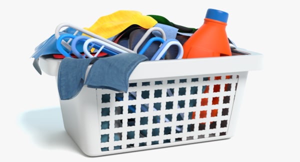 laundry basket with clothes