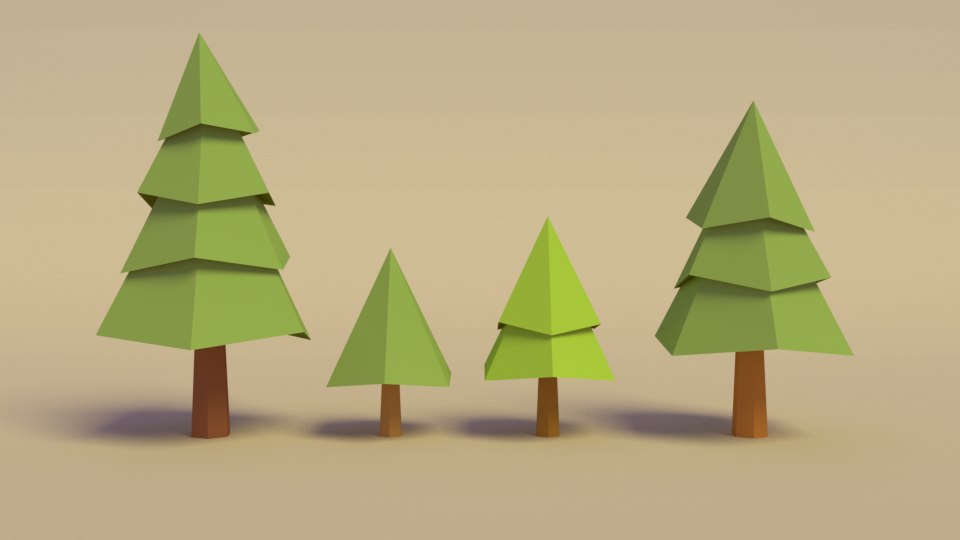 3d Model Cartoon Pine Trees Turbosquid 1164017
