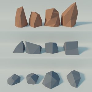 3D model pack low-poly rocks