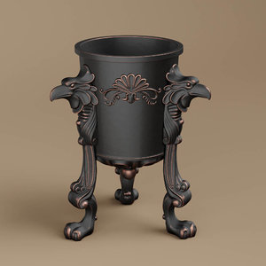 3D effectivepoly antique trash urn