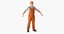 worker orange overalls rigged 3D model