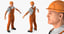 worker orange overalls rigged 3D model