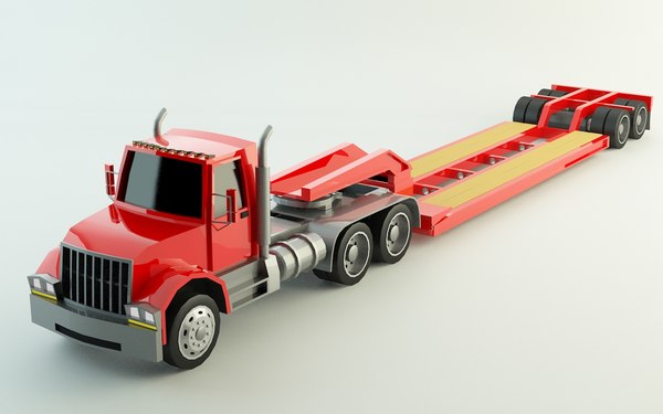 3D lowboy truck trailer polys