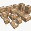 3D pack old wooden crates