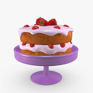 cake strawberries 3D model