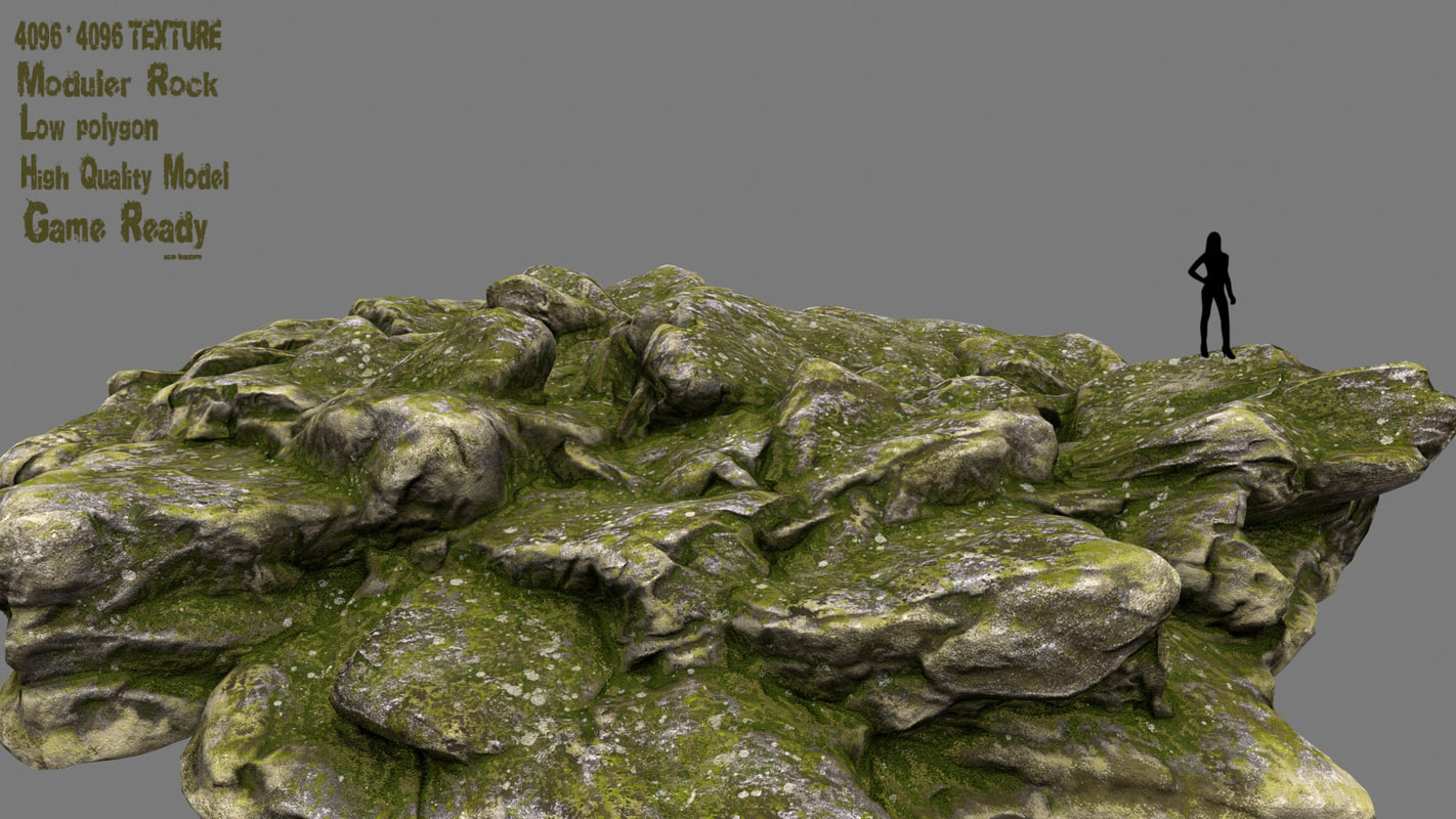 3D rock mossy model TurboSquid 1166029
