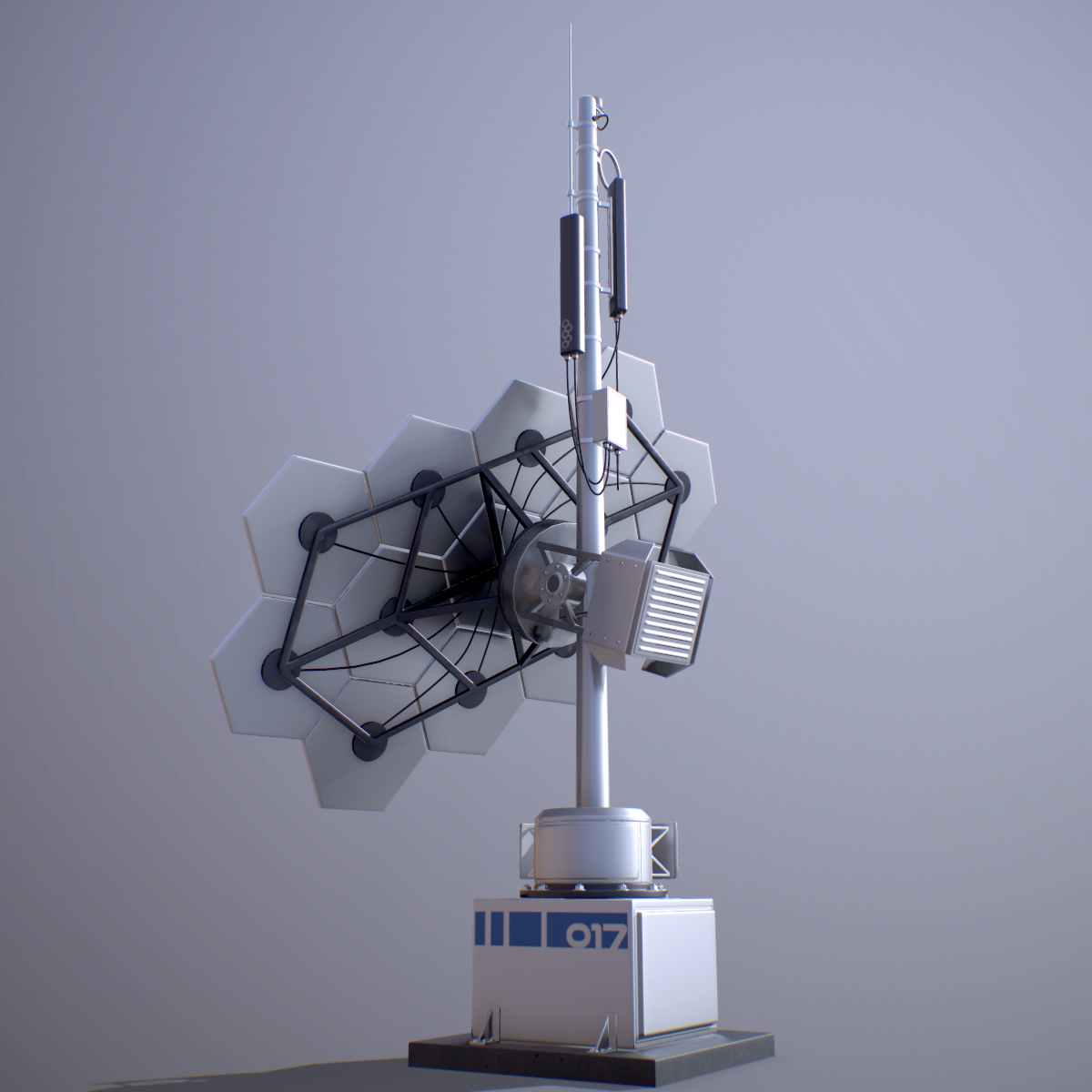 科幻太阳能电力塔3d模型