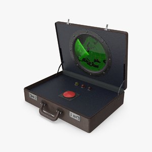 3D briefcase built-in monitor red model