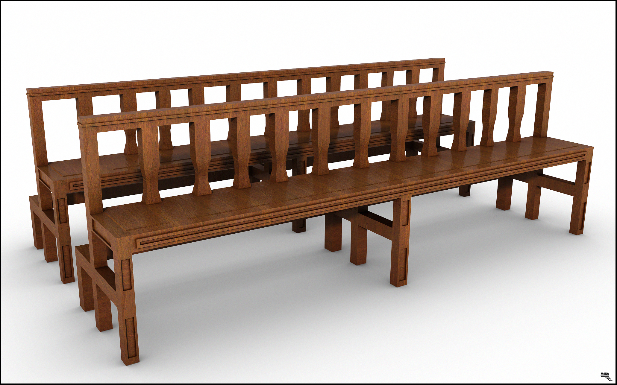 Church Bench Model Turbosquid 1166687