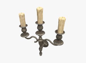 3D old candle wall model