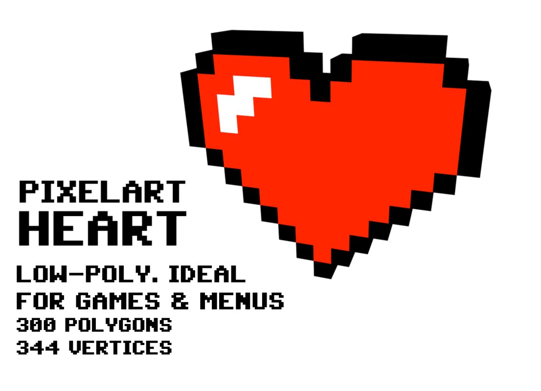 3D pixelart heart - TurboSquid 1167109