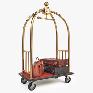 3D hotel cart luggage model