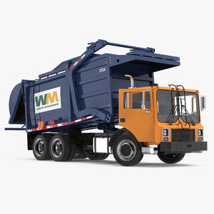 mack garbage truck rigged 3D model