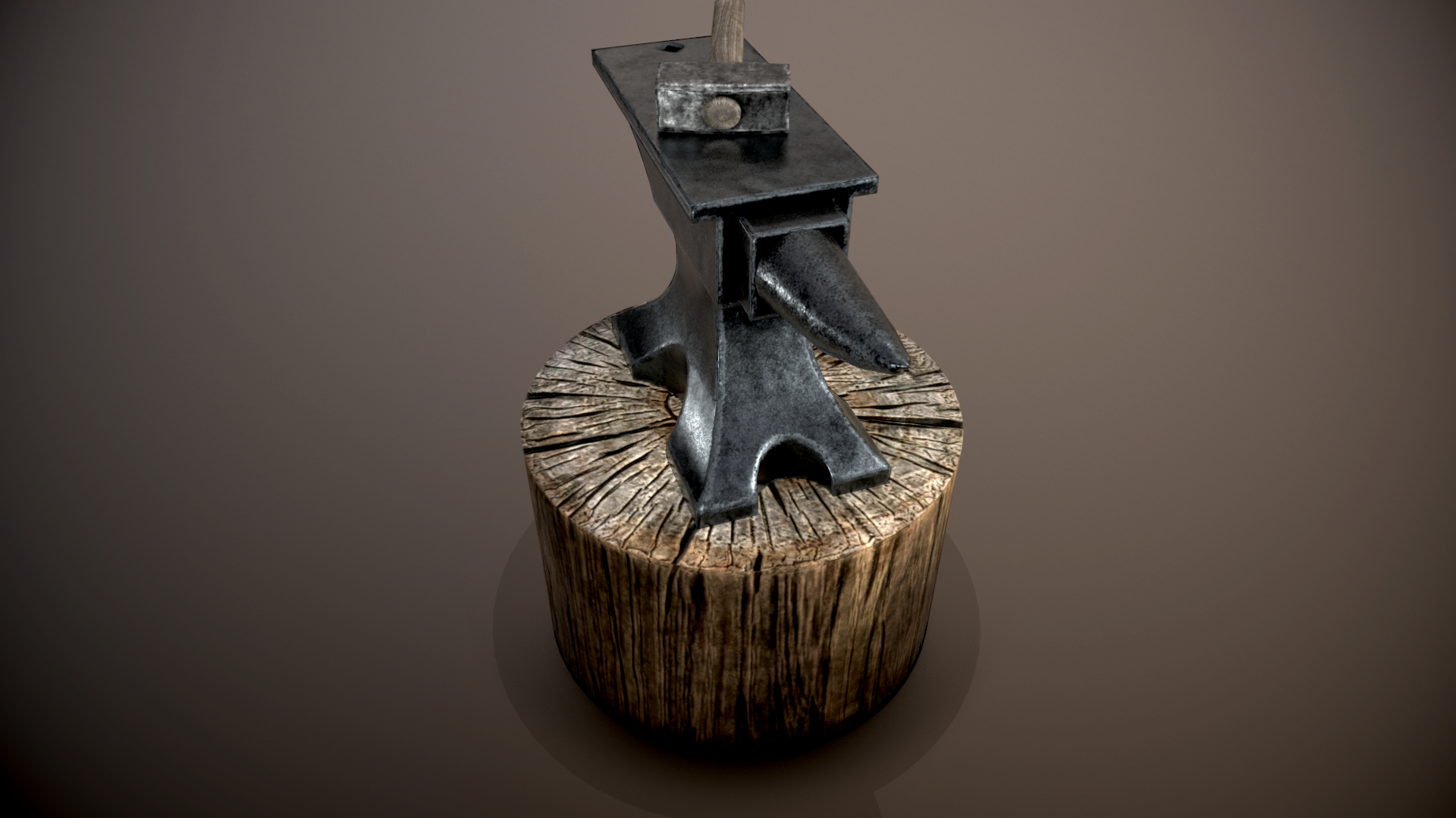 3D anvil hammer stump - TurboSquid 1168597