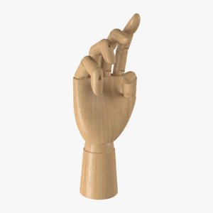 wooden mannequin hand rig 3D model