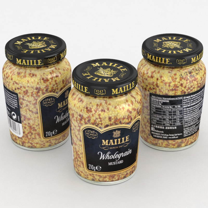 3D модель Еда Jar Maille Цельнозерновая горчица 230г - TurboSquid 1169003