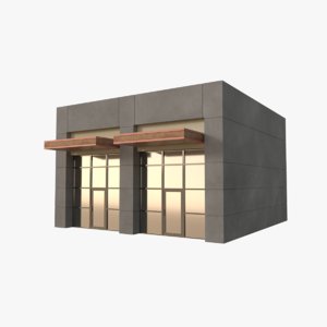 3D strip mall store unit model