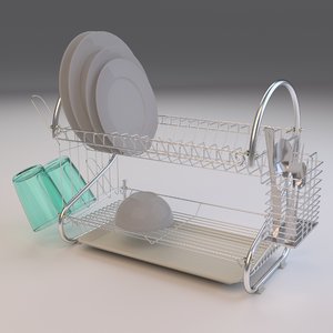 3D dish drainer plates cutlery