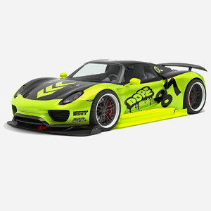 racing porsche 918 spyder 3D