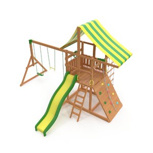 3D backyard wood play set