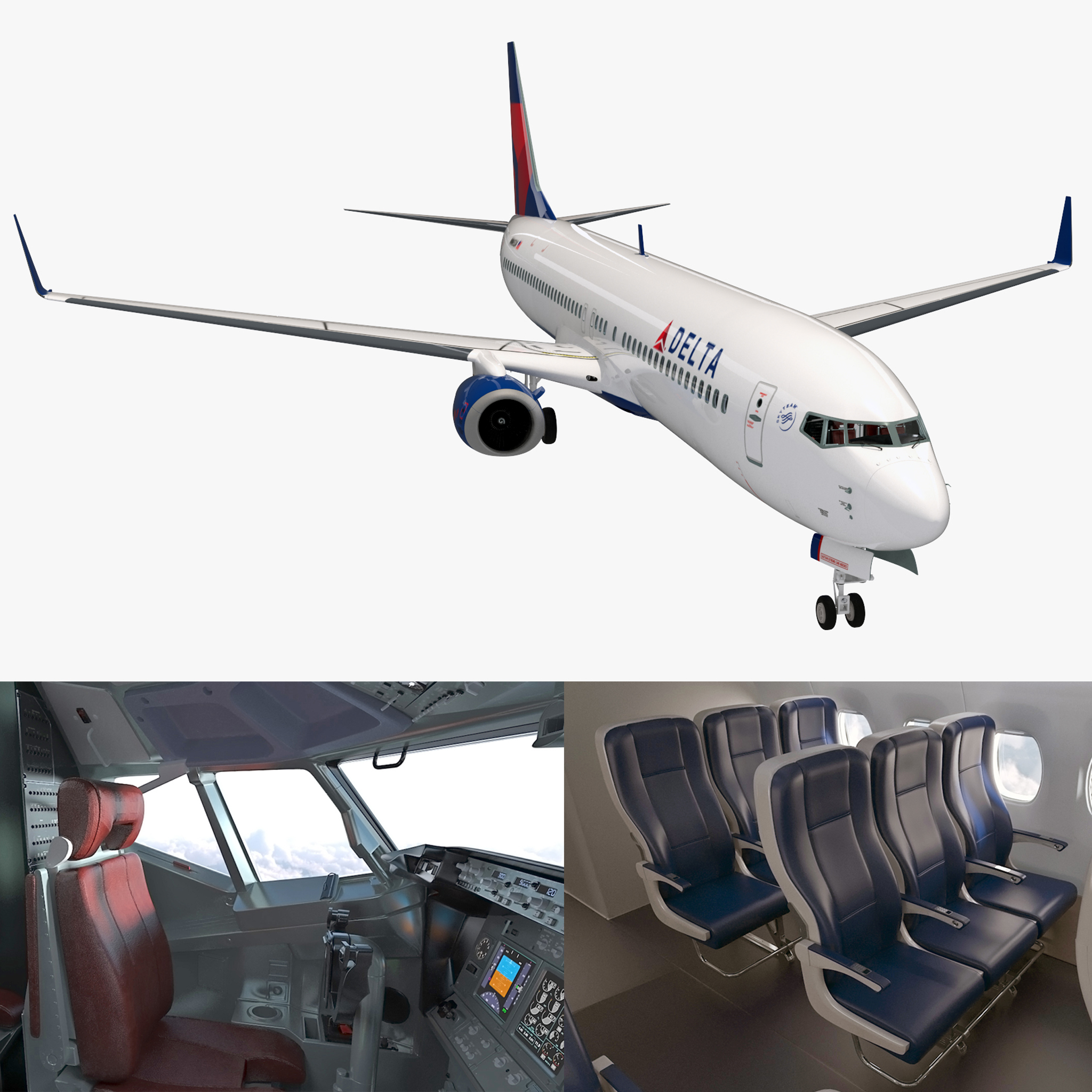 Boeing 737 900 With Interior Delta Air Lines 3d Model