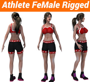athlete female rigged character 3D