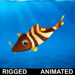 cartoon rigged fish animation 3D model