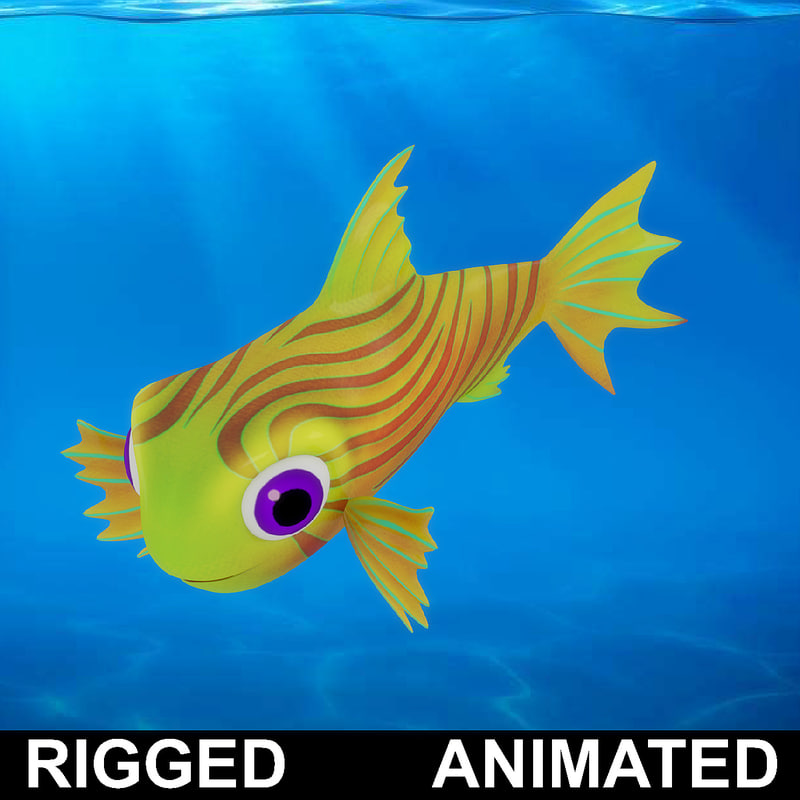 3D cartoon rigged fish animation model - TurboSquid 1171363