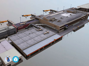 low-poly airport terminal 3D model
