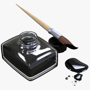 calligraphy brush india ink 3D model